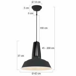 Lampes Industrielles-Luminaires Steinhauer Suspension Steinhauer Mexlite Noir, 1 lumière