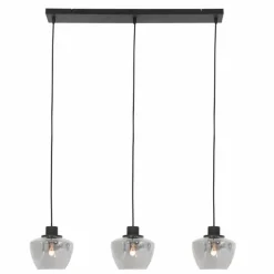 Suspension Verre Fumé-Luminaires Steinhauer Suspension Steinhauer Noirver Noir, 3 lumières