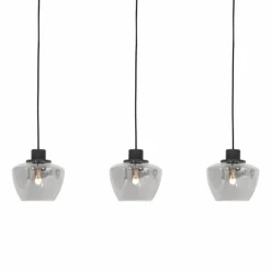 Suspension Verre Fumé-Luminaires Steinhauer Suspension Steinhauer Noirver Noir, 3 lumières