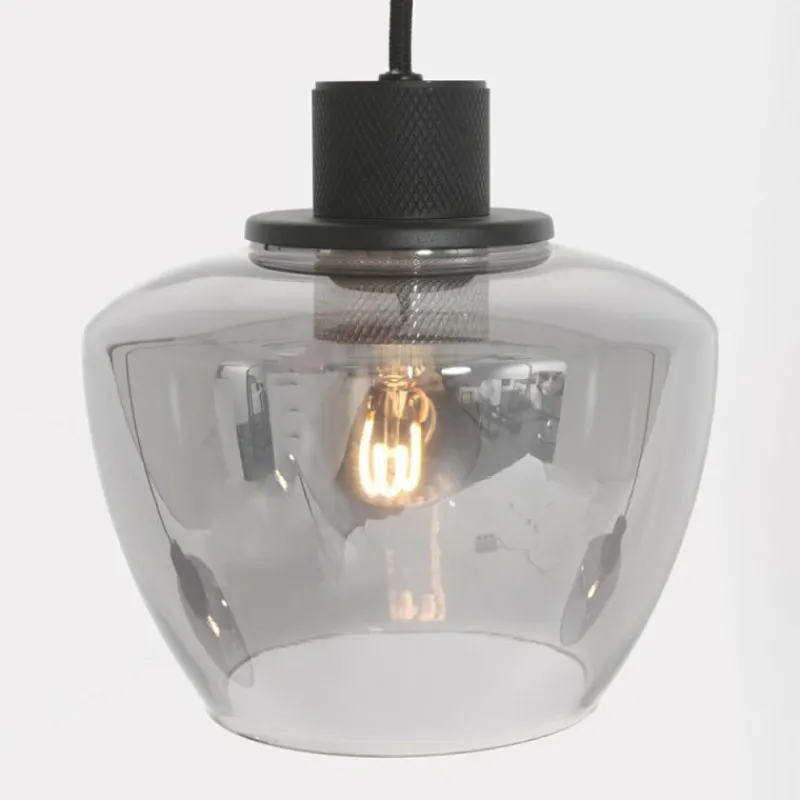 Suspension Verre Fumé-Luminaires Steinhauer Suspension Steinhauer Noirver Noir, 3 lumières