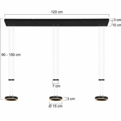 Luminaires Steinhauer Suspension Steinhauer Piola LED Noir, 6 lumières* Suspensions