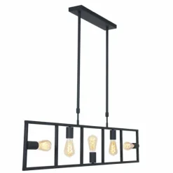 Lampes Industrielles-Luminaires Steinhauer Suspension Steinhauer Racky Noir, 5 lumières