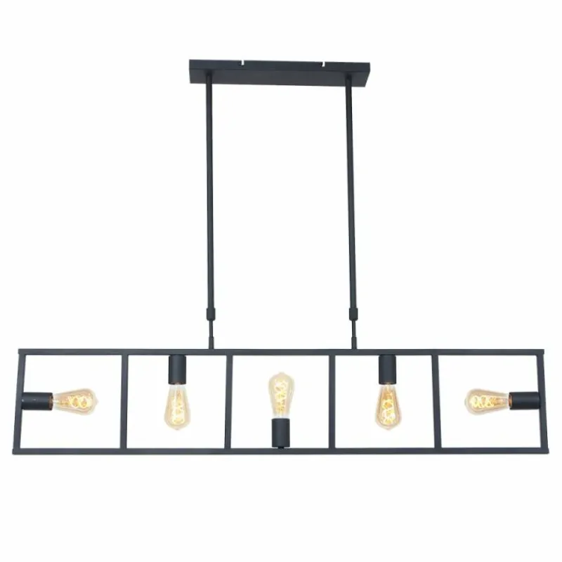 Lampes Industrielles-Luminaires Steinhauer Suspension Steinhauer Racky Noir, 5 lumières