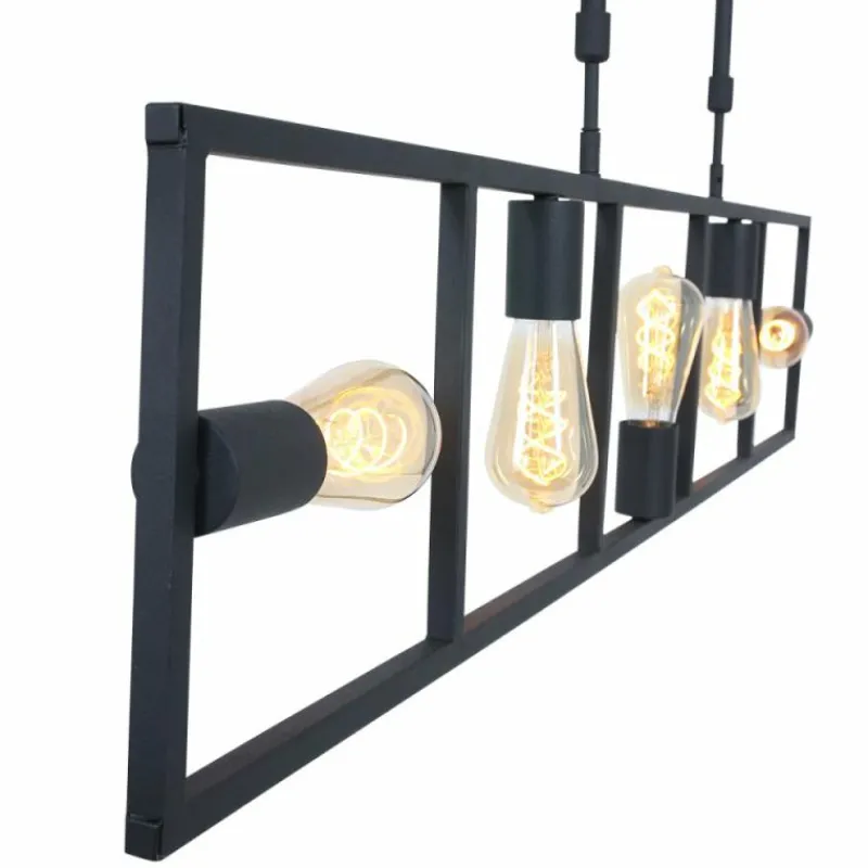Lampes Industrielles-Luminaires Steinhauer Suspension Steinhauer Racky Noir, 5 lumières