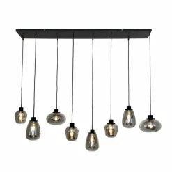 Suspension Verre Fumé-Luminaires Steinhauer Suspension Steinhauer Reflexion Gris, Noir, 8 lumières