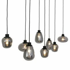 Suspension Verre Fumé-Luminaires Steinhauer Suspension Steinhauer Reflexion Gris, Noir, 8 lumières