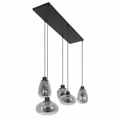 Suspension Verre Fumé-Luminaires Steinhauer Suspension Steinhauer Reflexion Noir, 5 lumières