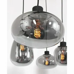 Suspension Verre Fumé-Luminaires Steinhauer Suspension Steinhauer Reflexion Noir, 5 lumières