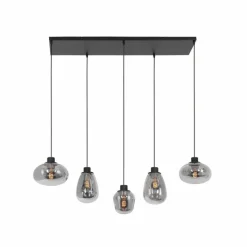 Suspension Verre Fumé-Luminaires Steinhauer Suspension Steinhauer Reflexion Noir, 5 lumières