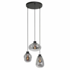 Suspension Verre Fumé-Luminaires Steinhauer Suspension Steinhauer Reflexion Noir, 3 lumières