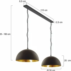 Lampes Dorées-Luminaires Steinhauer Suspension Steinhauer Semicirkel Noir, 2 lumières