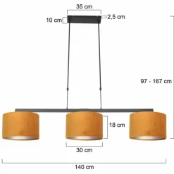 Lampes En Tissu-Luminaires Steinhauer Suspension Steinhauer Stang Noir, 3 lumières