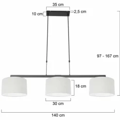 Lampes En Tissu-Luminaires Steinhauer Suspension Steinhauer Stang Noir, 3 lumières
