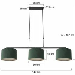 Lampes En Tissu-Luminaires Steinhauer Suspension Steinhauer Stang Noir, 3 lumières