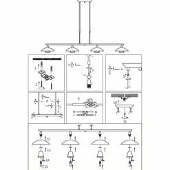 Luminaires Steinhauer Suspension Steinhauer Tallerken LED Acier inoxydable, Blanc, 4 lumières