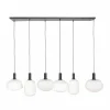 Luminaires Steinhauer Suspension Steinhauer Verre Nervuré Noir, 6 lumières