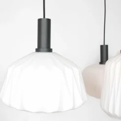 Luminaires Steinhauer Suspension Steinhauer Verre Nervuré Noir, 6 lumières