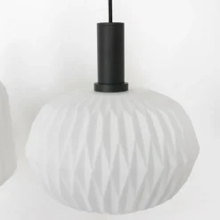 Luminaires Steinhauer Suspension Steinhauer Verre Nervuré Noir, 6 lumières