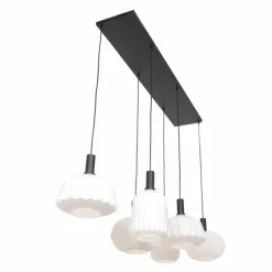 Luminaires Steinhauer Suspension Steinhauer Verre Nervuré Noir, 6 lumières