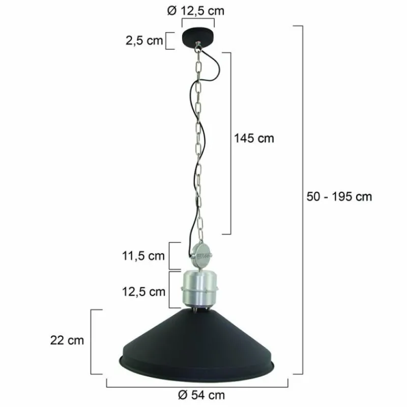 Lampes Industrielles-Luminaires Steinhauer Suspension Steinhauer Zappa Noir, 1 lumière