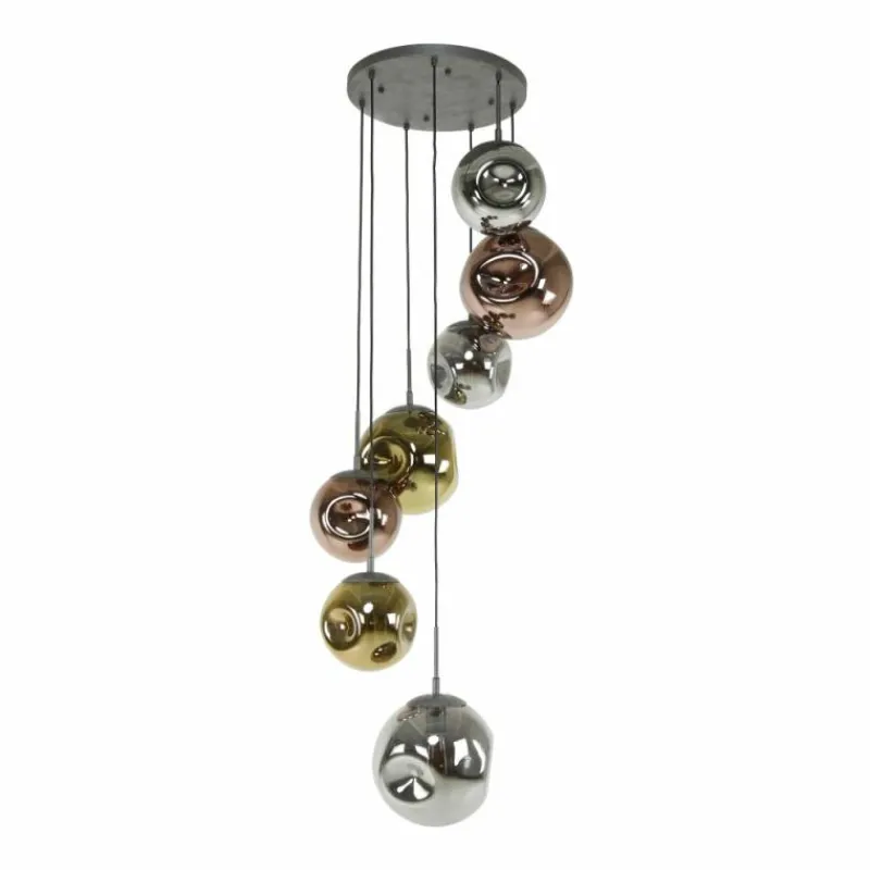 Lampes Dorées-hofstein Suspension Stellar Argent Oxydé, 7 lumières