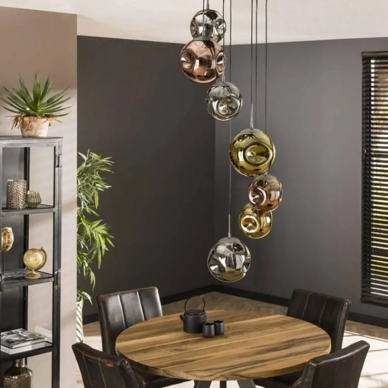 Lampes Dorées-hofstein Suspension Stellar Argent Oxydé, 7 lumières