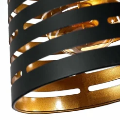 Lampes Dorées-hofstein Suspension Strathmore Bois clair, Noir, 4 lumières