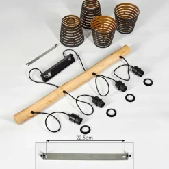 Lampes Dorées-hofstein Suspension Strathmore Bois clair, Noir, 4 lumières