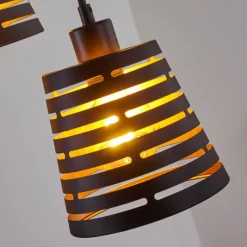 Lampes Dorées-hofstein Suspension Strathmore Bois clair, Noir, 4 lumières