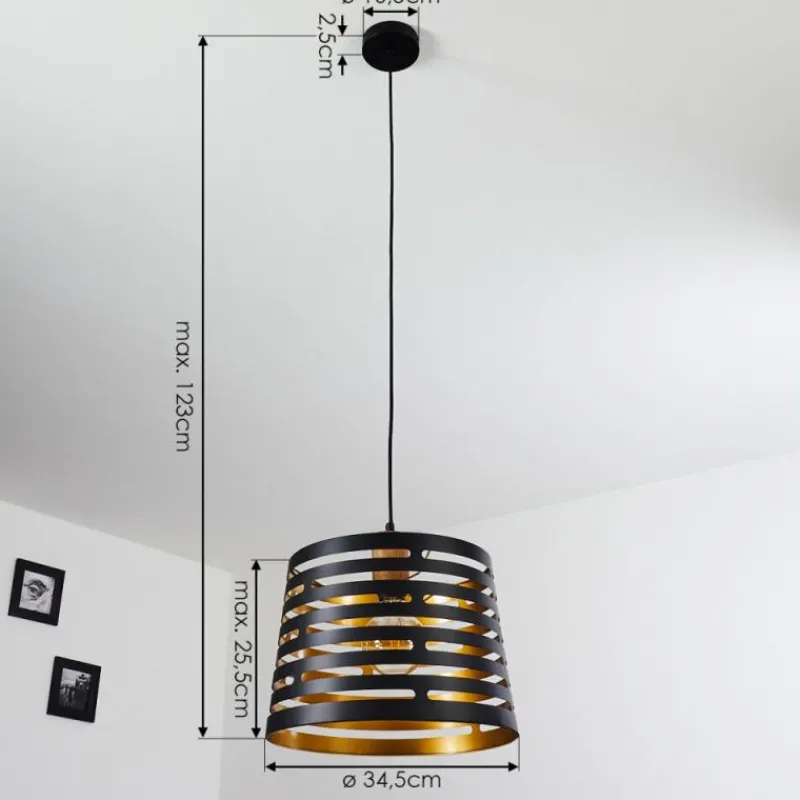 Lampes Dorées-hofstein Suspension Strathmore Bois foncé, Noir, 1 lumière