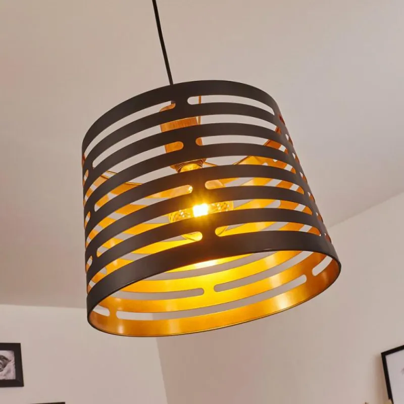 Lampes Dorées-hofstein Suspension Strathmore Bois foncé, Noir, 1 lumière