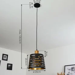 Lampes Dorées-hofstein Suspension Strathmore Bois foncé, Noir, 1 lumière