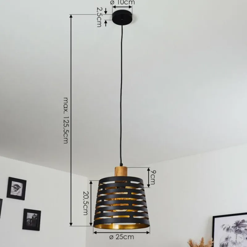 Lampes Dorées-hofstein Suspension Strathmore Bois foncé, Noir, 1 lumière