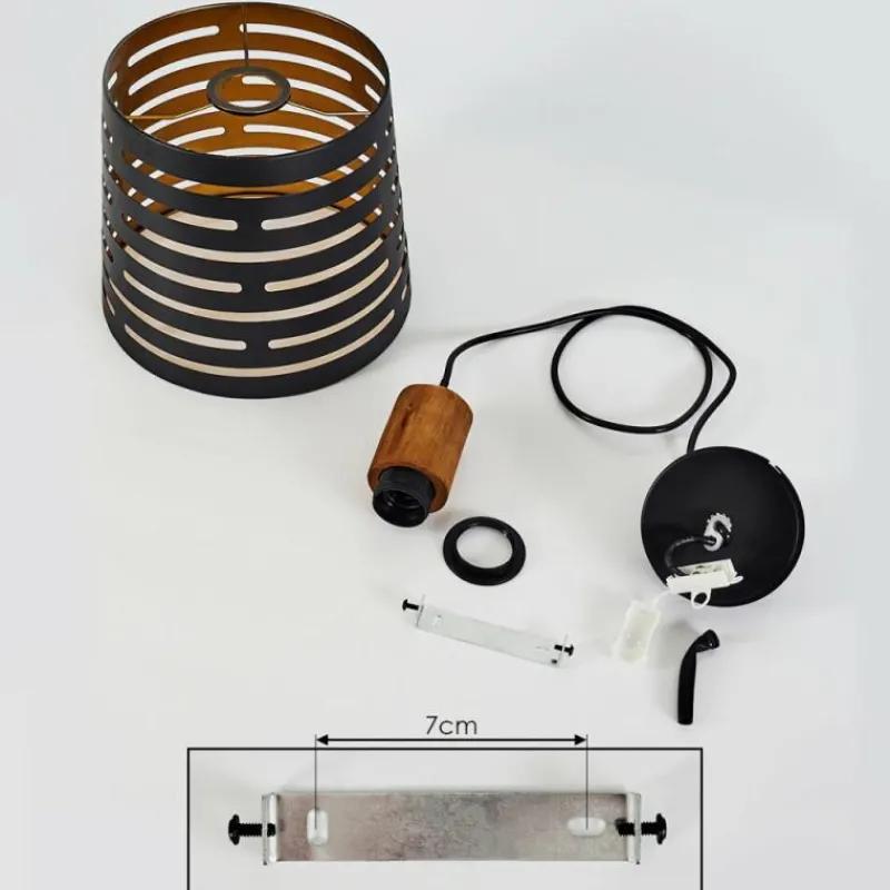 Lampes Dorées-hofstein Suspension Strathmore Bois foncé, Noir, 1 lumière