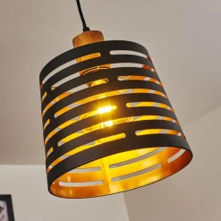 Lampes Dorées-hofstein Suspension Strathmore Bois foncé, Noir, 1 lumière