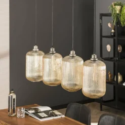 hofstein Suspension Stripe Gris, 4 lumières