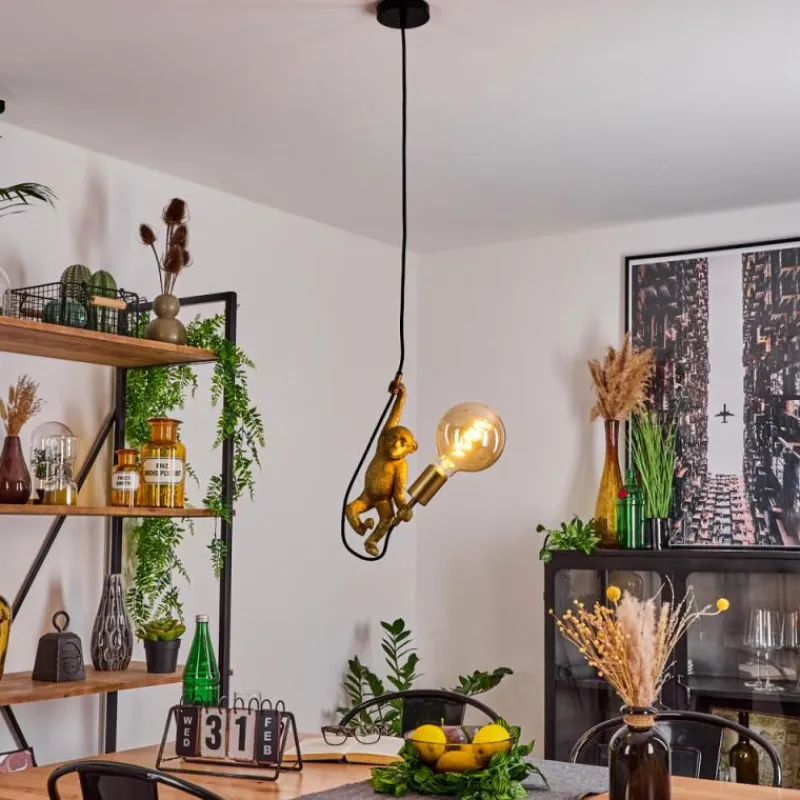 Lampes Dorées-hofstein Suspension Suardi Or, Noir, 1 lumière