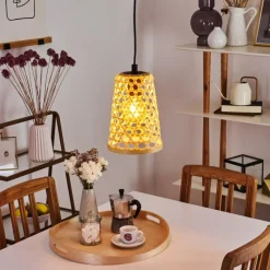 Style Boho-Chic-hofstein Suspension Sukhothai Noir, 1 lumière