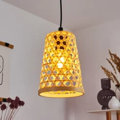 Style Boho-Chic-hofstein Suspension Sukhothai Noir, 1 lumière