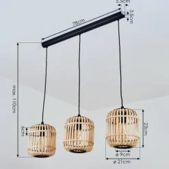 Style Boho-Chic-hofstein Suspension Sukhothai Noir, 3 lumières