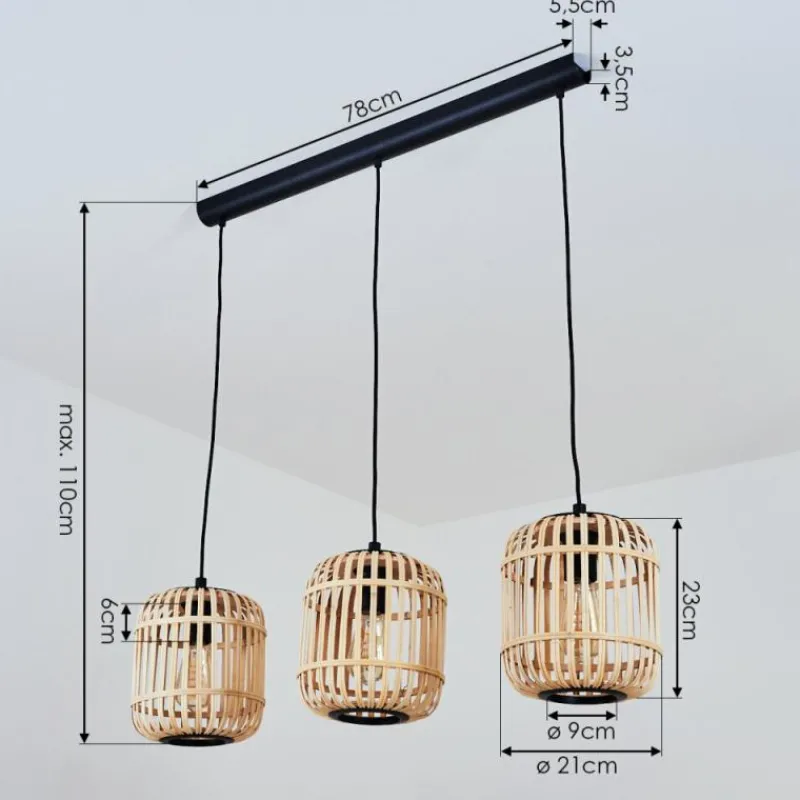 Style Boho-Chic-hofstein Suspension Sukhothai Noir, 3 lumières