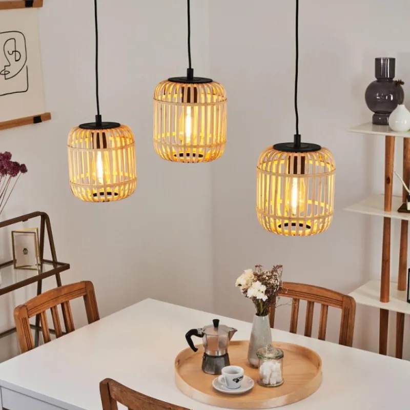 Style Boho-Chic-hofstein Suspension Sukhothai Noir, 3 lumières
