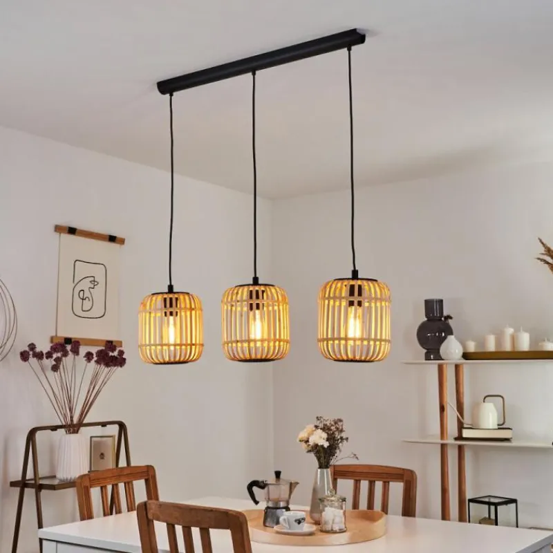 Style Boho-Chic-hofstein Suspension Sukhothai Noir, 3 lumières