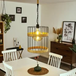 Lampes Vintages & Rétros-hofstein Suspension Sulzano Brun, Noir, 1 lumière