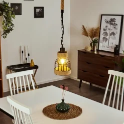 Style Boho-Chic-hofstein Suspension Sulzano Brun, Noir, 1 lumière