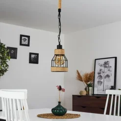 Style Boho-Chic-hofstein Suspension Sulzano Brun, Noir, 1 lumière