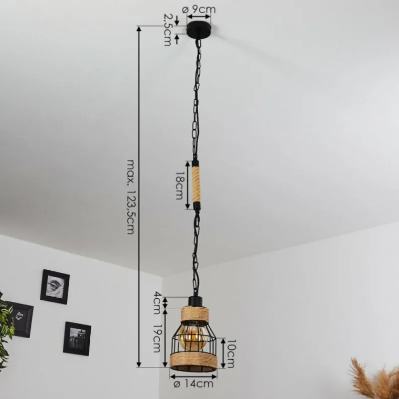 Style Boho-Chic-hofstein Suspension Sulzano Brun, Noir, 1 lumière