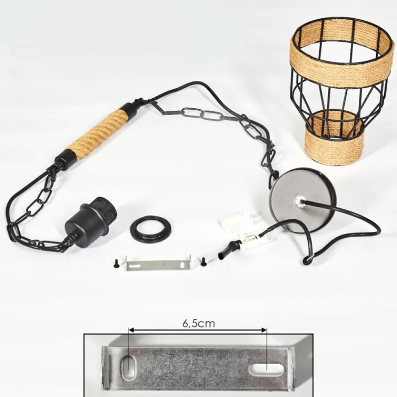 Style Boho-Chic-hofstein Suspension Sulzano Brun, Noir, 1 lumière