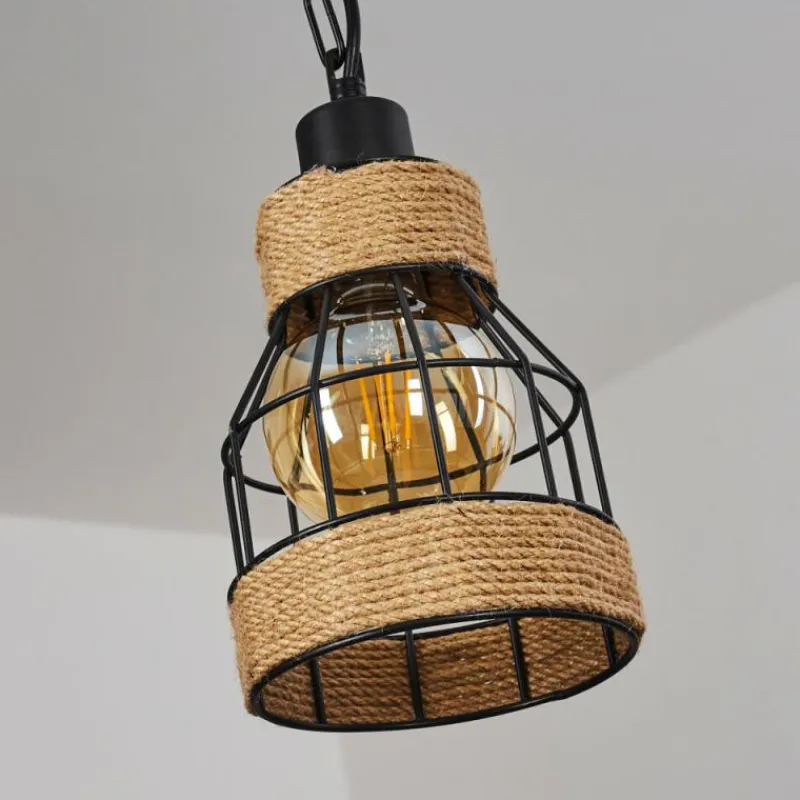 Style Boho-Chic-hofstein Suspension Sulzano Brun, Noir, 1 lumière