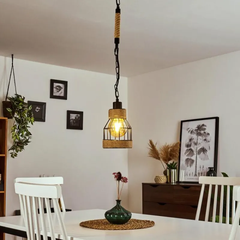 Style Boho-Chic-hofstein Suspension Sulzano Brun, Noir, 1 lumière